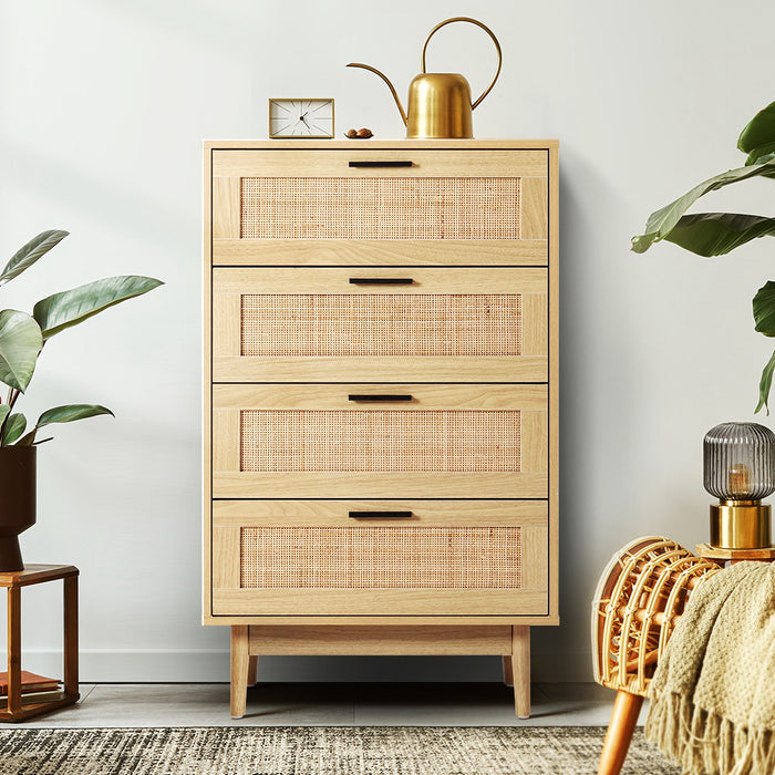 Rattan Tallboy - 4 Chest of Drawers