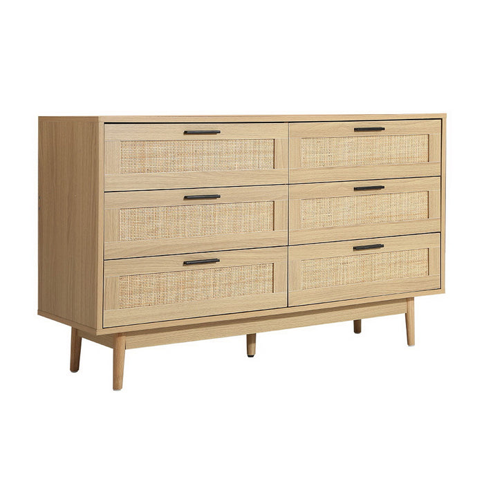 Rattan Tallboy - 6 Chest of Drawers