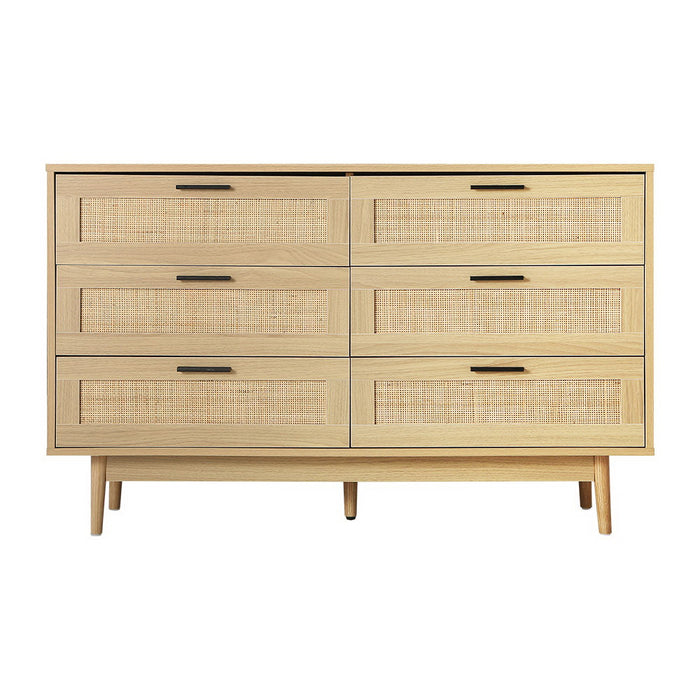 Rattan Tallboy - 6 Chest of Drawers