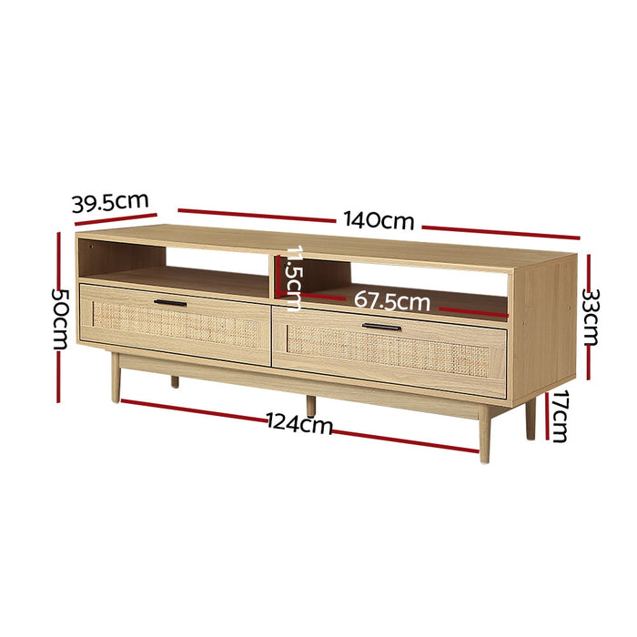 Rattan TV Cabinet Entertainment Unit - 140CM