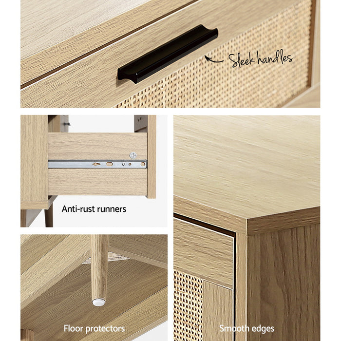 Rattan TV Cabinet Entertainment Unit - 140CM