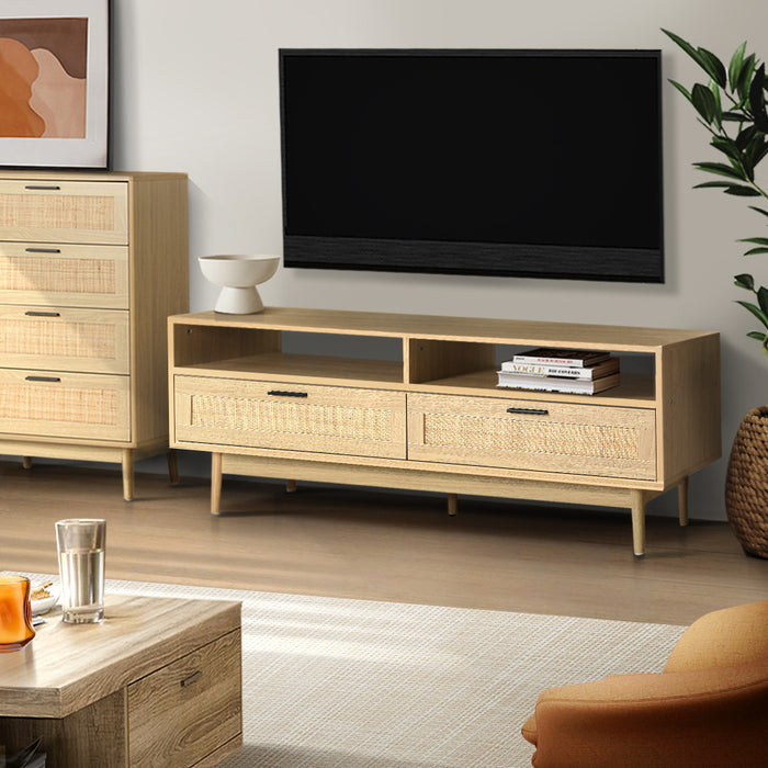 Rattan TV Cabinet Entertainment Unit - 140CM