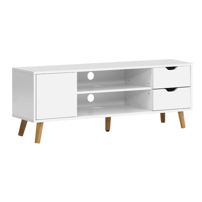 TV Cabinet Entertainment Unit Stand Wooden Scandinavian 120cm White