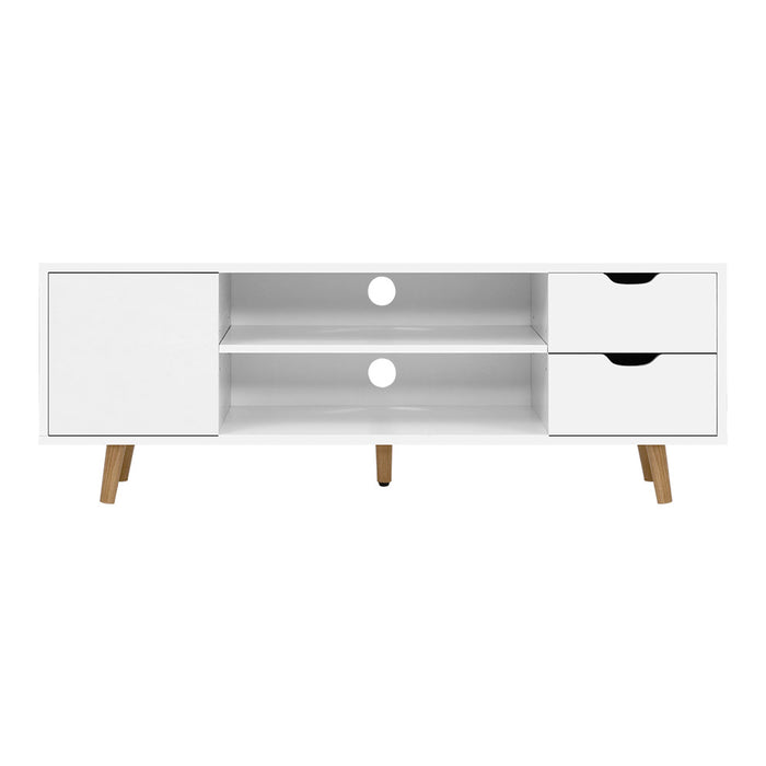 TV Cabinet Entertainment Unit Stand Wooden Scandinavian 120cm White