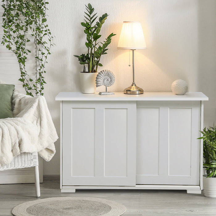 Buffet Sideboard Cabinet White Doors Storage Shelf Cupboard Hallway Table White