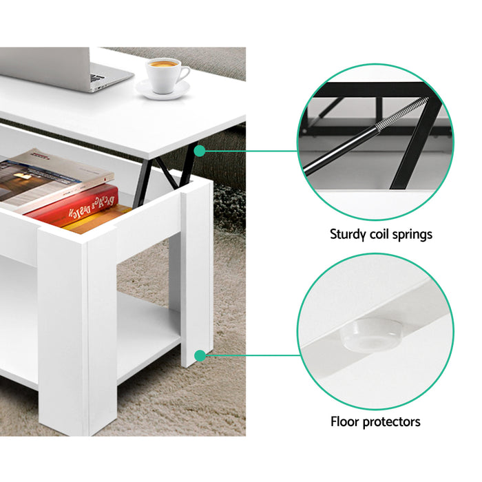 Lift Up Top Mechanical Coffee Table - White