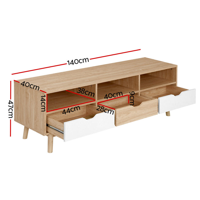 TV Cabinet Entertainment Unit Stand Wooden Storage 140cm Scandinavian