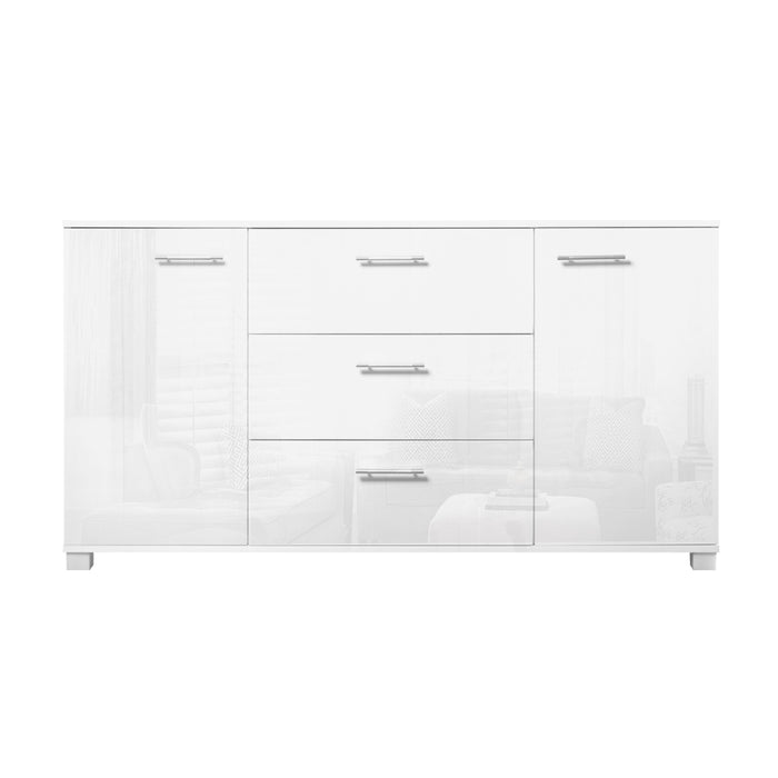 High Gloss Sideboard Storage Cabinet Cupboard - White