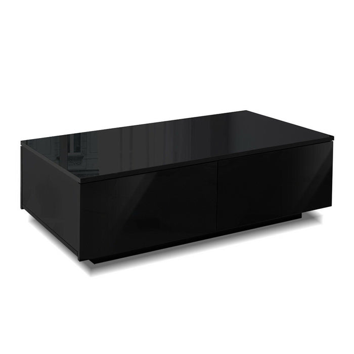 Modern Coffee Table 4 Storage Drawers High Gloss Living Room Furniture Black