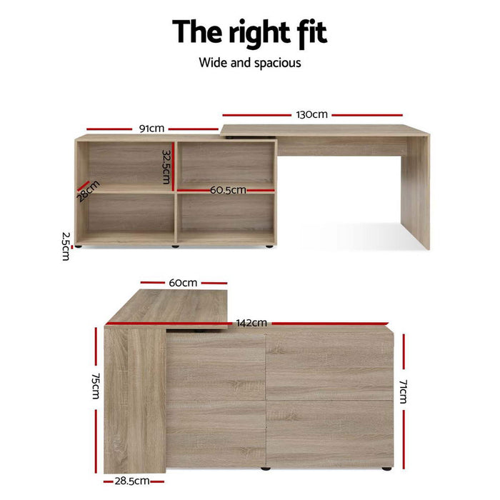 Office Computer Desk Corner Study Table Workstation Bookcase Storage