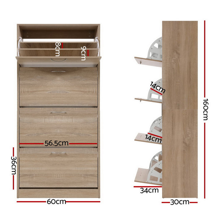 Shoe Cabinet Shoes Storage Rack Organiser 60 Pairs Wood Shelf Drawer