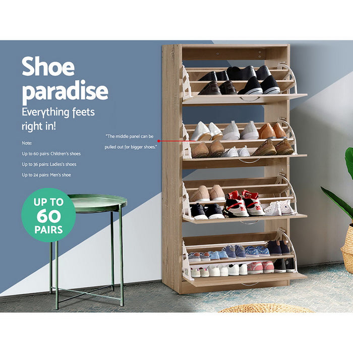 Shoe Cabinet Shoes Storage Rack Organiser 60 Pairs Wood Shelf Drawer