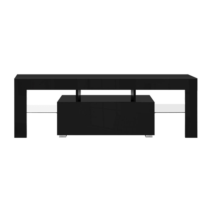 TV Cabinet Entertainment Unit Stand RGB LED Gloss Furniture 130cm Black