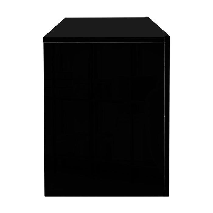 TV Cabinet Entertainment Unit Stand RGB LED Gloss Furniture 130cm Black