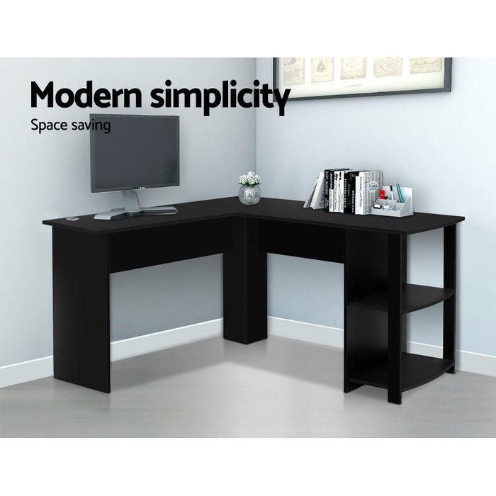 Office Computer Desk Corner Student Study Table Workstation L-Shape Black