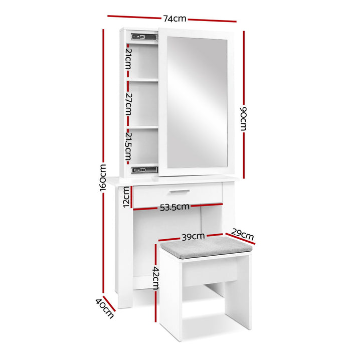 Dressing Table Mirror Stool Mirror Jewellery Cabinet Makeup Storage Desk