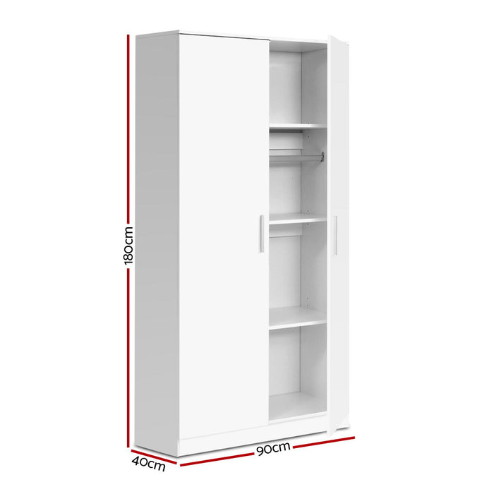 180cm Height Wardrobe Wooden Cupboard White