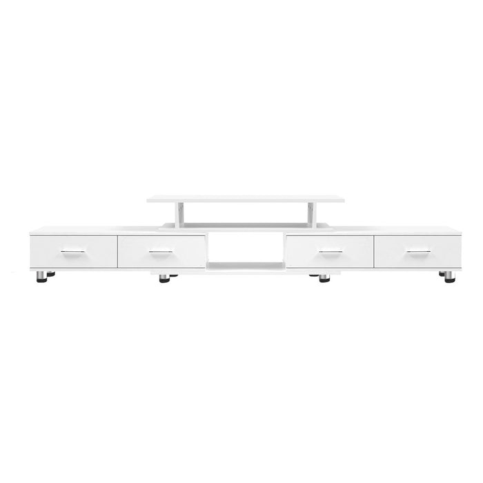 TV Cabinet Entertainment Unit Stand Wooden 160CM To 220CM Lowline Storage Drawers White