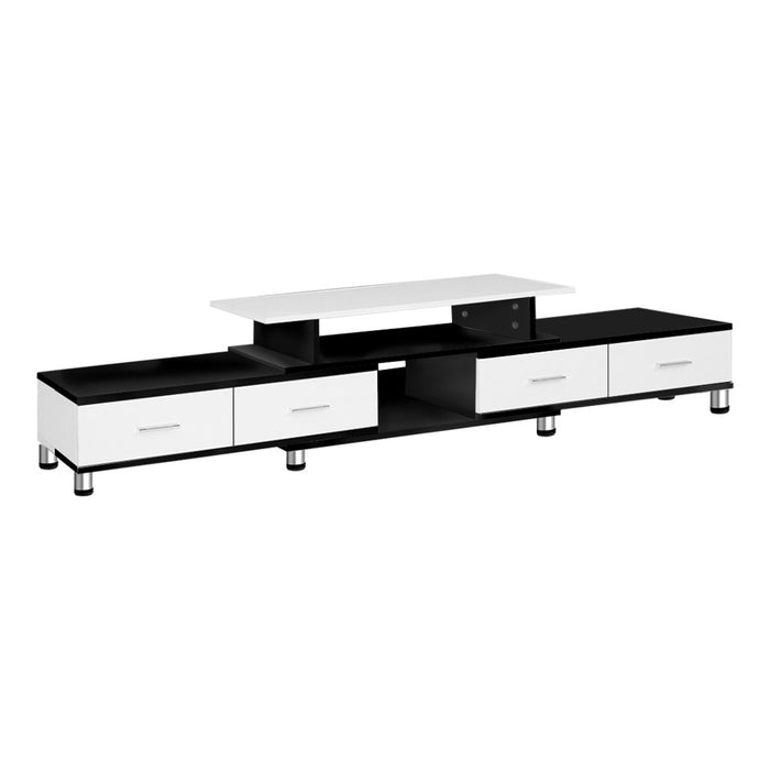 TV Cabinet Entertainment Unit Stand Wooden 160CM To 220CM Storage Drawers Black White