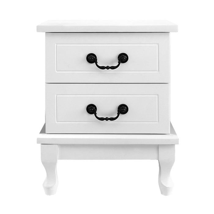 KUBI Bedside Tables 2 Drawers Side Table French Nightstand Storage Cabinet