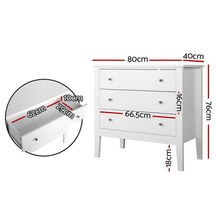 Chest of Drawers Storage Cabinet Bedside Table Dresser Tallboy White