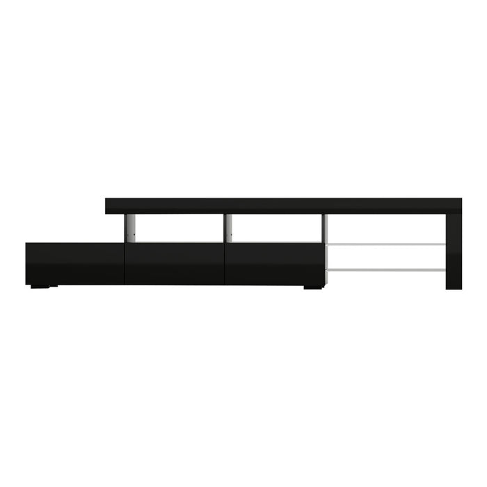 TV Cabinet Entertainment Unit Stand RGB LED Gloss Furniture 215cm Black