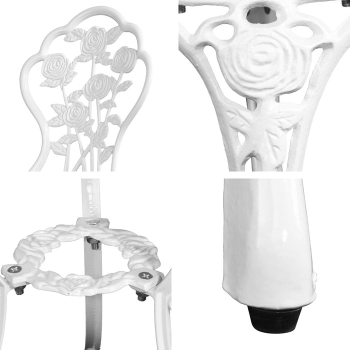 Outdoor Furniture Chairs Table 3pc Aluminium Bistro White