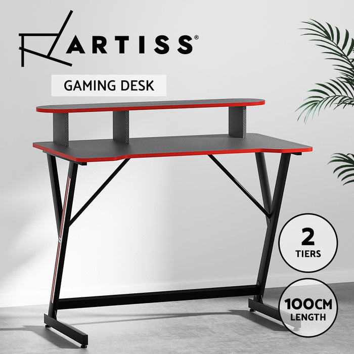 Gaming Desk Computer Desks Table 2-Tiers Storage Study Home Ofiice 100CM