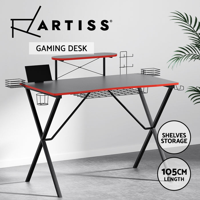 Gaming Desk Computer Desks Table Storage Shelves Study Home Ofiice 105CM