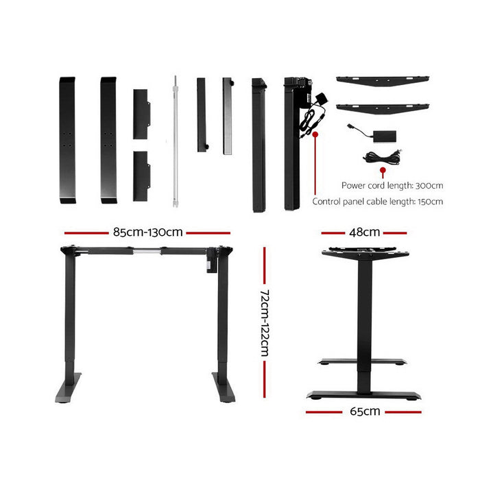 Standing Desk Adjustable Height Desk Electric Motorised Black Frame Desk Top 120cm