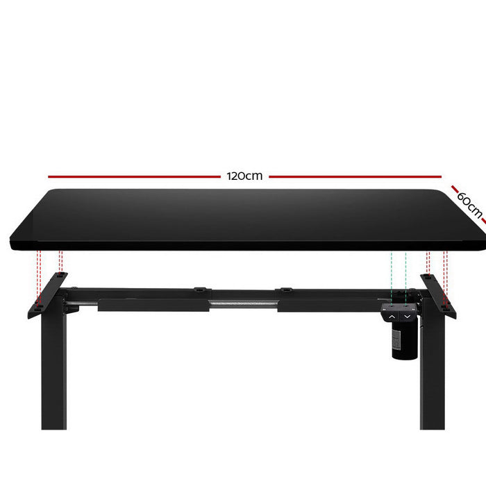 Standing Desk Adjustable Height Desk Electric Motorised Black Frame Desk Top 120cm