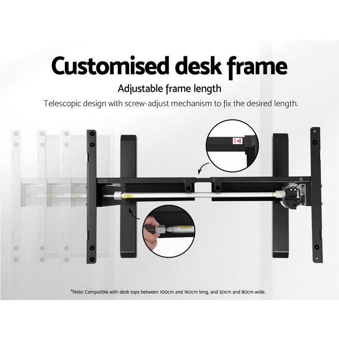 Standing Desk Adjustable Height Desk Electric Motorised Black Frame Desk Top 120cm