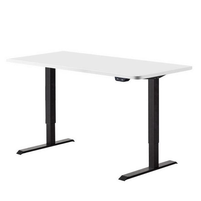 Standing Desk Adjustable Height Desk Electric Motorised Black Frame White Desk Top 140cm