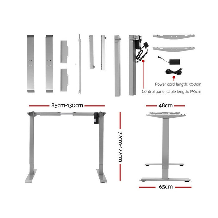 Standing Desk Adjustable Height Desk Electric Motorised Grey Frame Black Desk Top 120cm