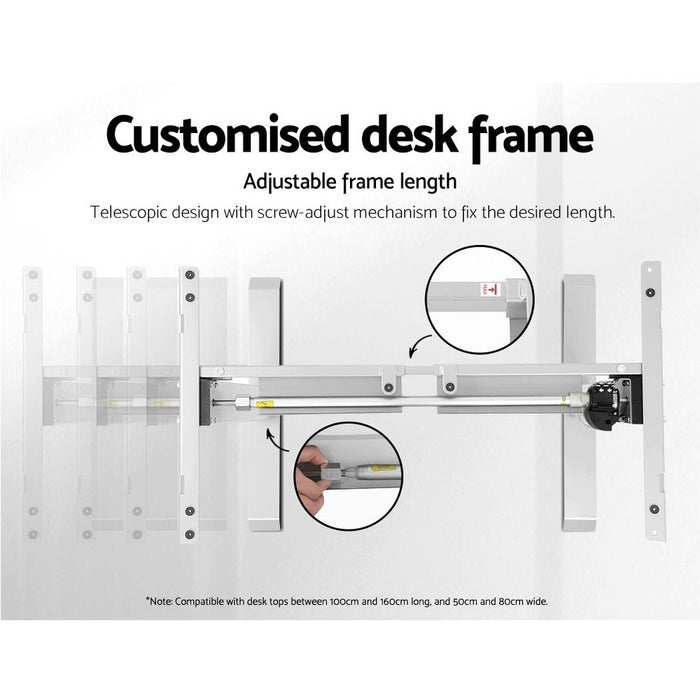 Standing Desk Adjustable Height Desk Electric Motorised White Frame Black Desk Top 120cm