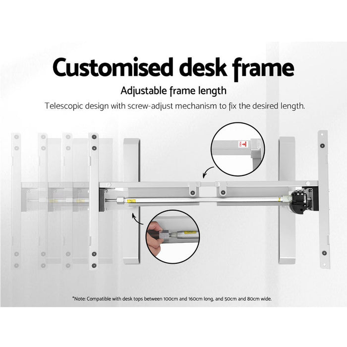 Standing Desk Adjustable Height Desk Electric Motorised White Frame Desk Top 140cm