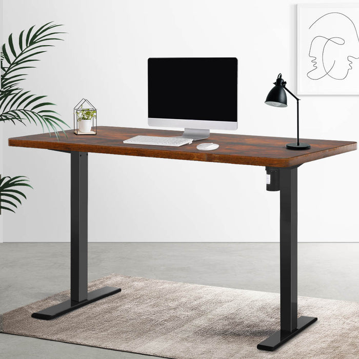 Electric Standing Desk Motorised Sit Stand Desks Table Black Brown 140cm