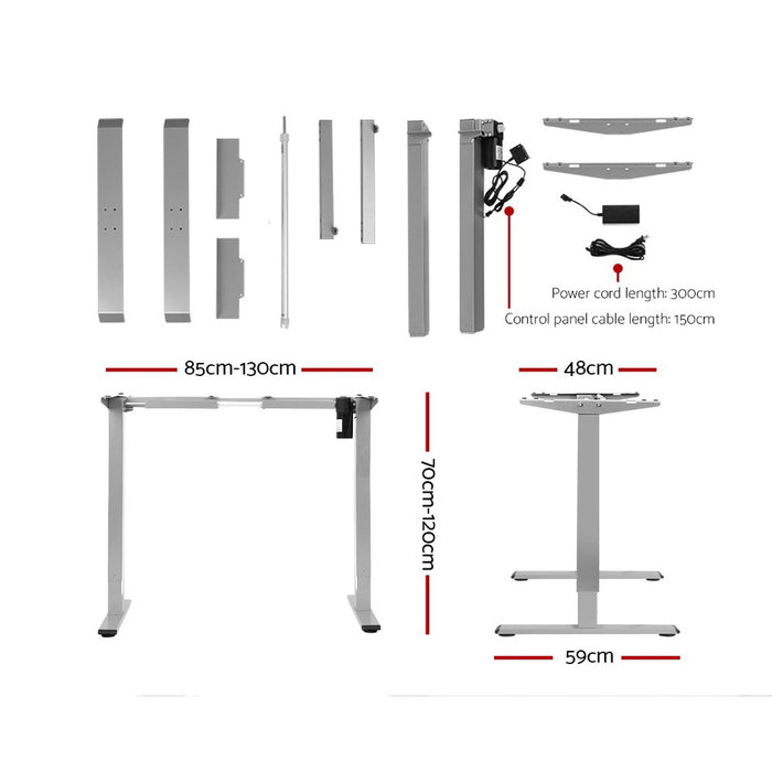 Standing Desk Sit Stand Motorised Height Adjustable Frame Only Grey