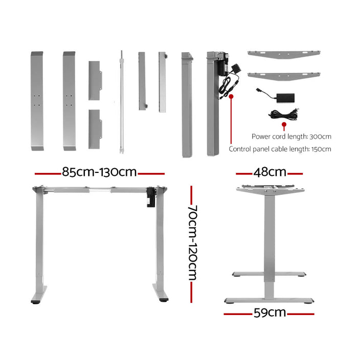 Electric Standing Desk Motorised Sit Stand Desks Table Grey Black 140cm