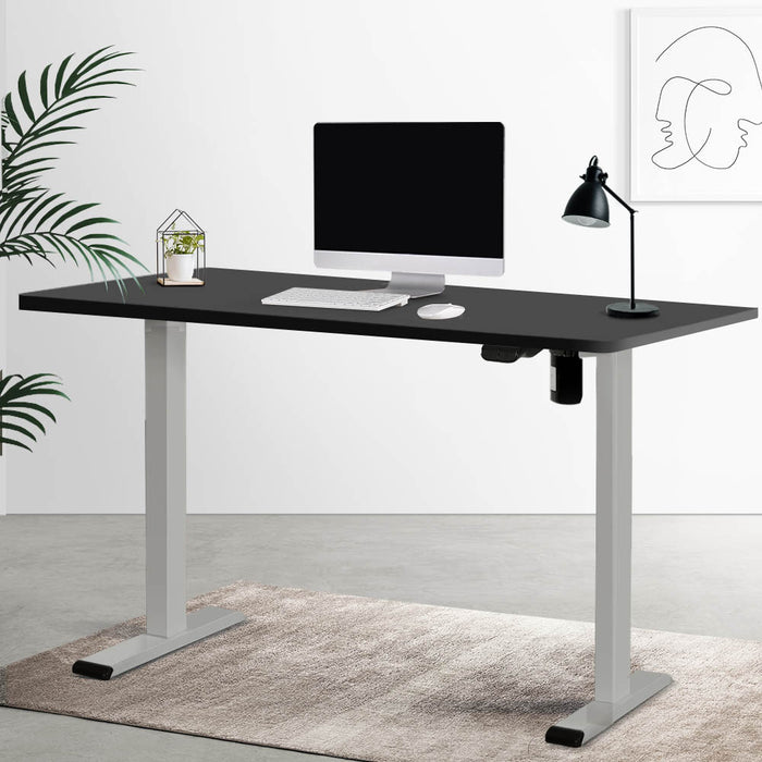 Electric Standing Desk Motorised Sit Stand Desks Table Grey Black 140cm