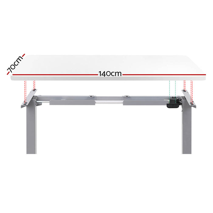 Electric Standing Desk Motorised Sit Stand Desks Table Grey White 140cm