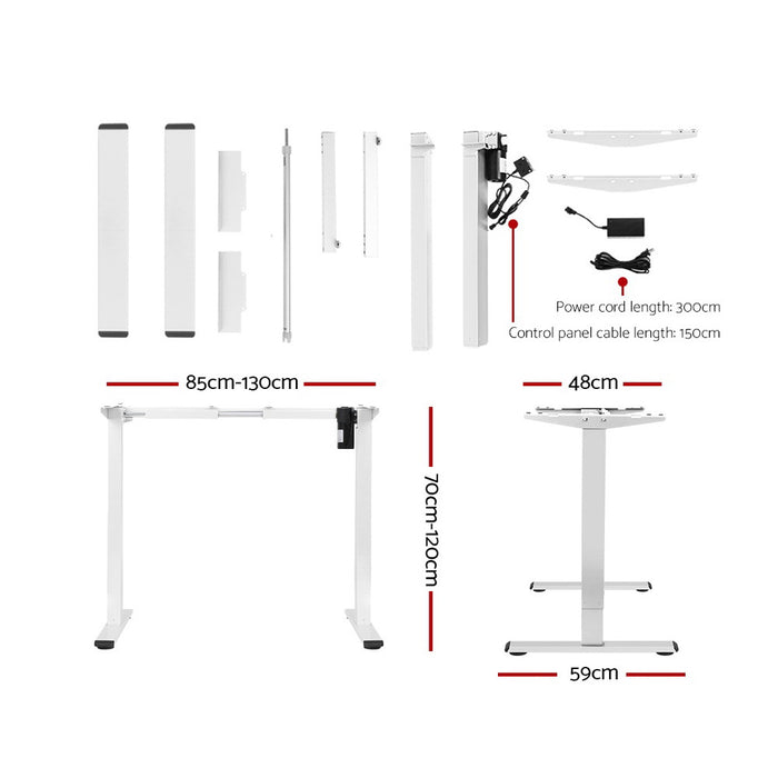 Standing Desk Sit Stand Motorised Height Adjustable Frame Only White