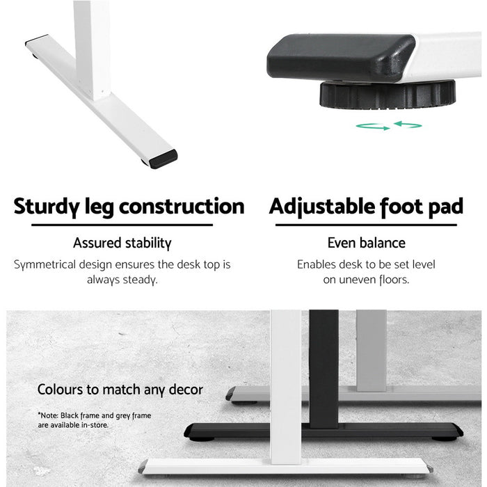 Standing Desk Sit Stand Motorised Height Adjustable Frame Only White