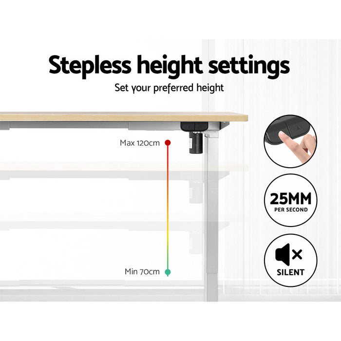 Electric Standing Desk Motorised Adjustable Sit Stand Desks White Oak