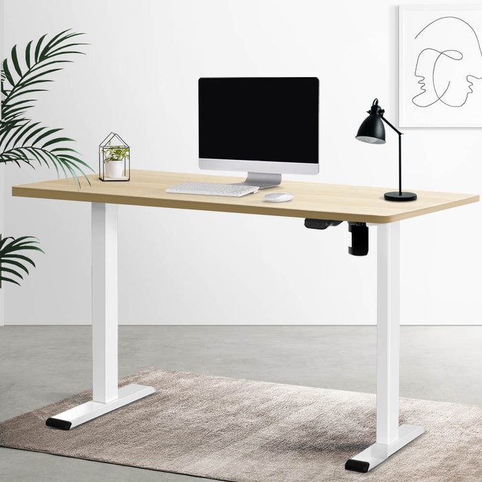 Electric Standing Desk Motorised Adjustable Sit Stand Desks White Oak