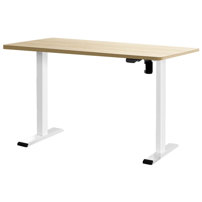 Electric Standing Desk Motorised Sit Stand Desks Table White Oak 140cm