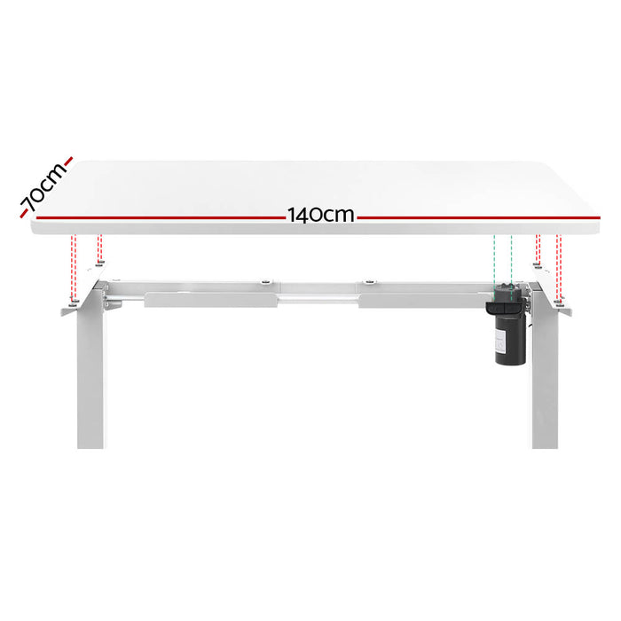 Electric Standing Desk Motorised Sit Stand Desks Table White 140cm