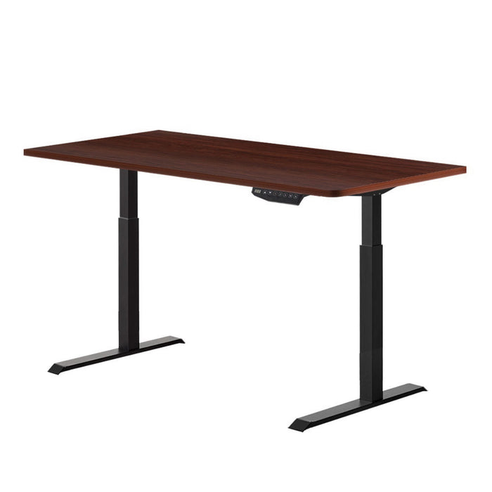 Standing Desk Adjustable Height Desk Dual Motor Electric Black Frame Walnut Desk Top 120cm