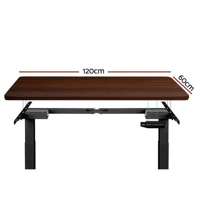 Standing Desk Adjustable Height Desk Dual Motor Electric Black Frame Walnut Desk Top 120cm