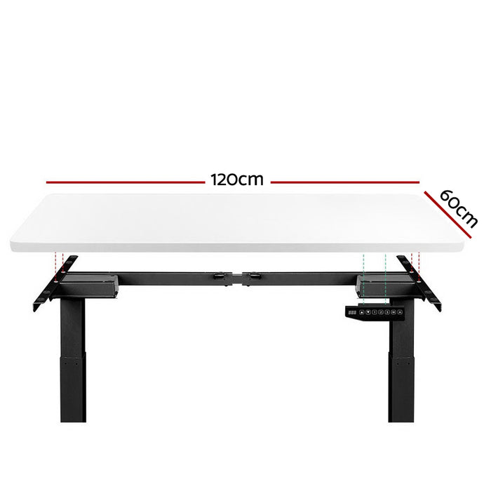 Standing Desk Adjustable Height Desk Dual Motor Electric Black Frame White Desk Top 120cm